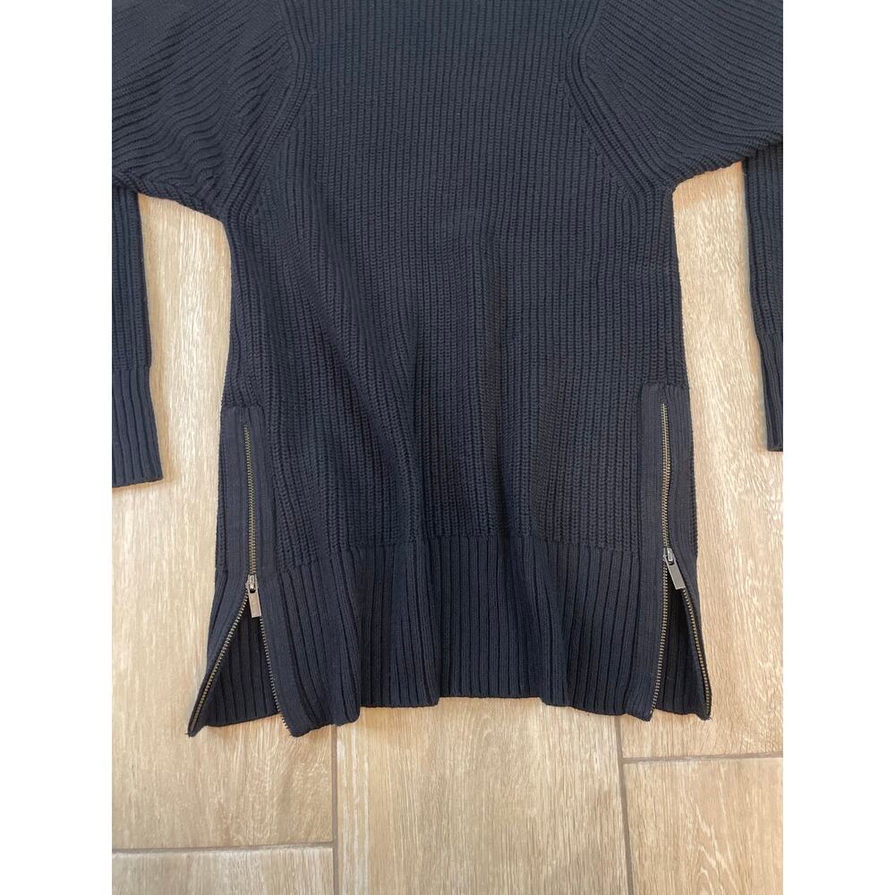 Banana Republic Womens M Black Ribbed Turtleneck Sweater Dress Side Zip - Picture 8 of 8
